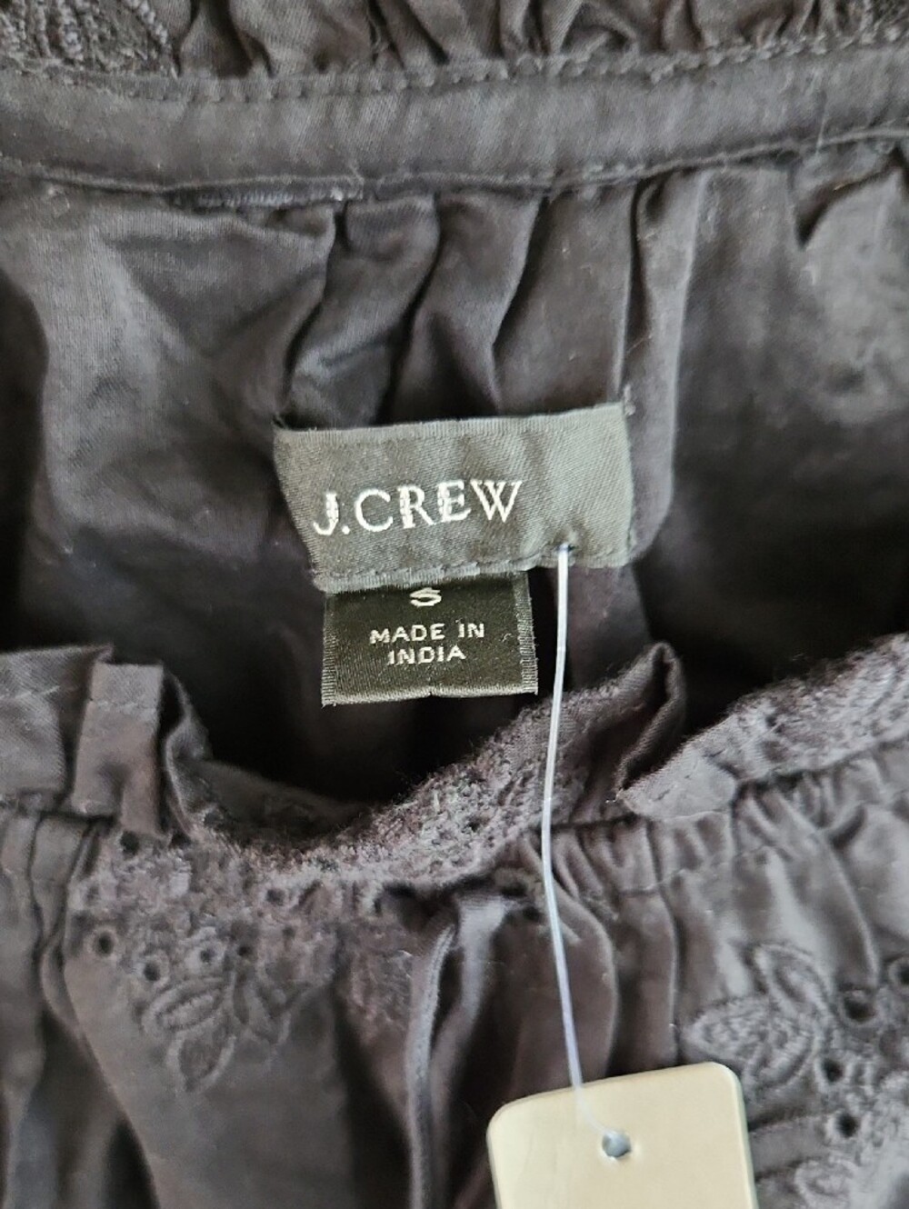 NWT J.Crew Square-neck top with embroidered eyelet Black - Picture 3 of 8